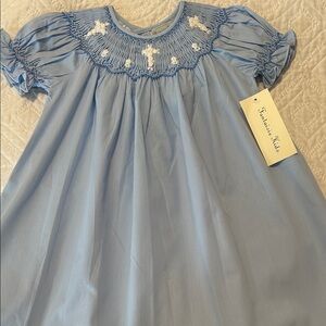Blue Smocked Kids Dress